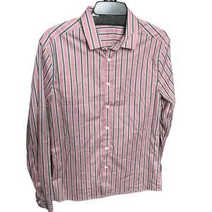 ASOS pink gray striped button up shirt long sleeve medium NWOT